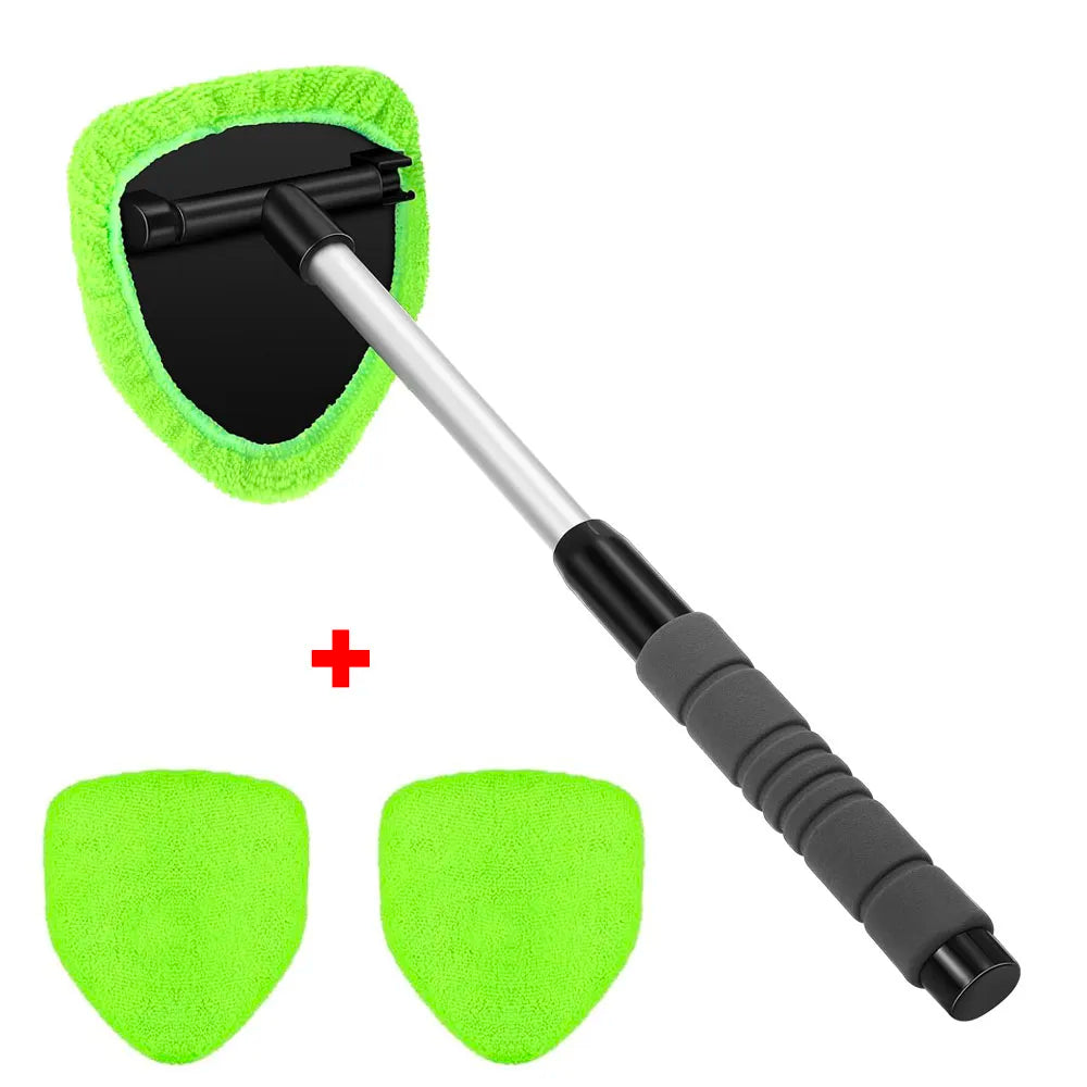 Nettoyeur de pare-brise télescopique et recharges microfibre