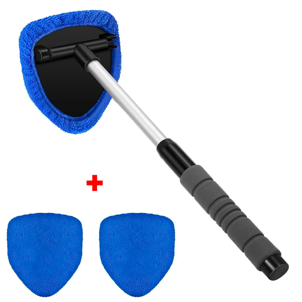 Nettoyeur de pare-brise télescopique et recharges microfibre